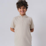 Beige Short-Sleeved Polo Shirt - Ourkids - Ourkids