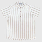 Beige Striped Short-Sleeved Shirt - Ourkids - Pompelo