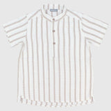 Beige Striped Short-Sleeved Shirt - Ourkids - Pompelo