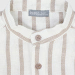 Beige Striped Short-Sleeved Shirt - Ourkids - Pompelo