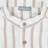 Beige Striped Short-Sleeved Shirt - Ourkids - Pompelo