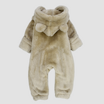 Beige Teddy Fleeced Hooded Onesie - Ourkids - Ourkids