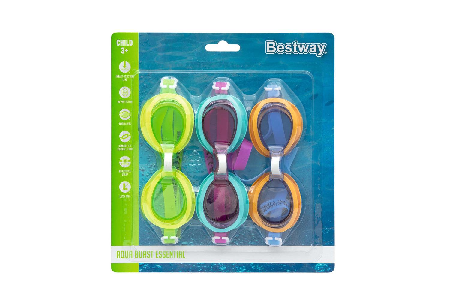 Bestway Aqua Burst Essentialâ„¢ Swim Goggles Ages 3+ Set of 3 - Ourkids - Bestway