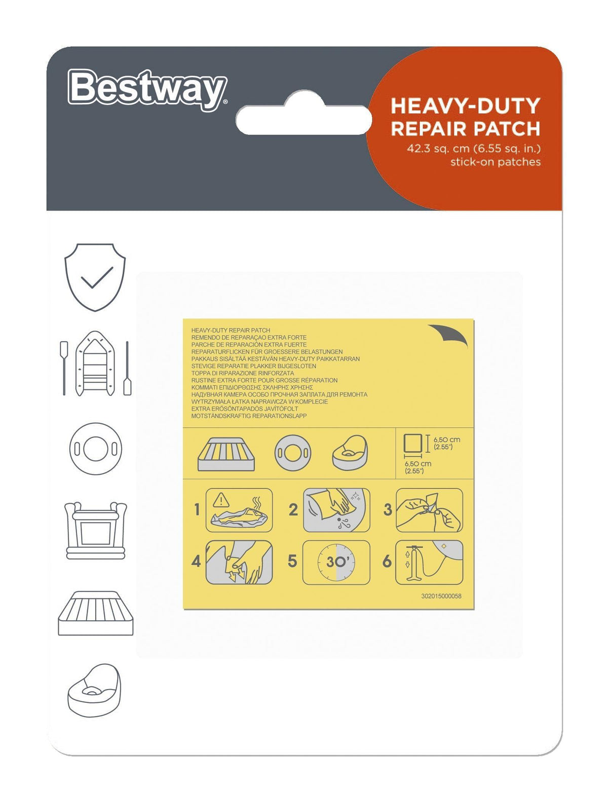 Bestway® self-adhesive repair patches 6.5 x 6.5 cm 10 pieces - Ourkids - Bestway