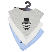 Cotton Bib Set – "Man's Face" (Pack of 3, Scarf Style)