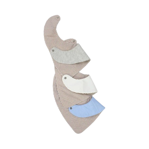 Cotton Bib Set – "Man's Face" (Pack of 3, Scarf Style)