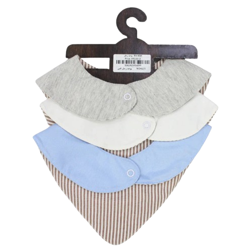 Cotton Bib Set – "Man's Face" (Pack of 3, Scarf Style)