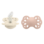 Bibs â€“ Silicone Pacifiers Infinity Anatomical 0m+ Ivory/ Blush 2pcs - Ourkids - BIBS