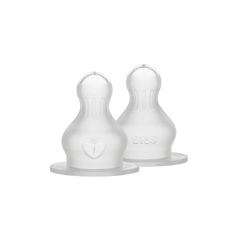 BIBS Baby Bottle Nipple Round Silicone Pack of 2 – Thick Flow
