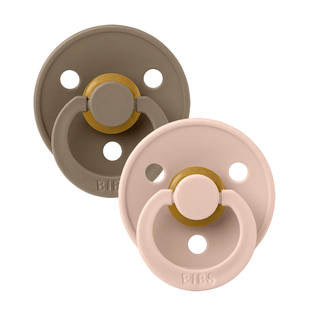BIBS Colour Natural Rubber Pacifiers Pack of 2 – Dark Oak/Blush +0m