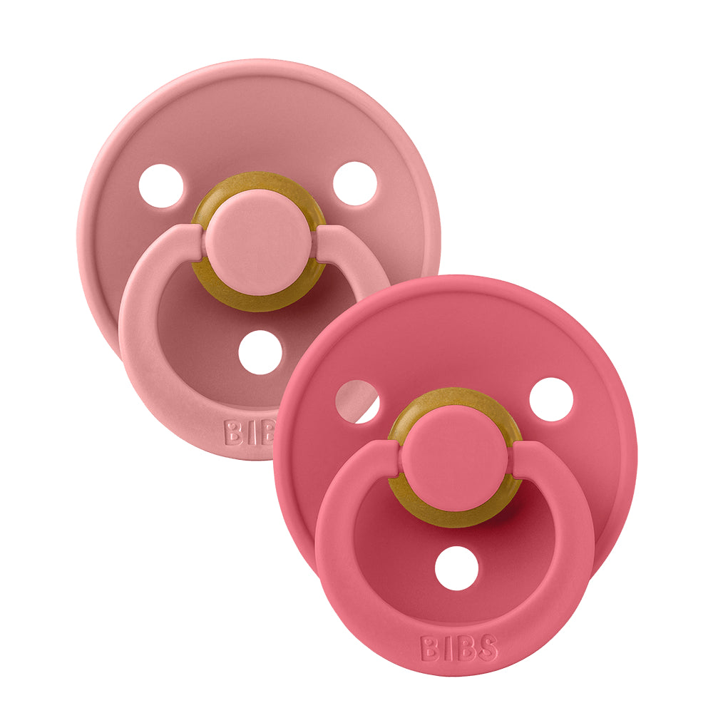 BIBS Colour Natural Rubber Pacifier Pack of 2 – Latex Size 2 Dusty Pink/Coral - Baby Essentials