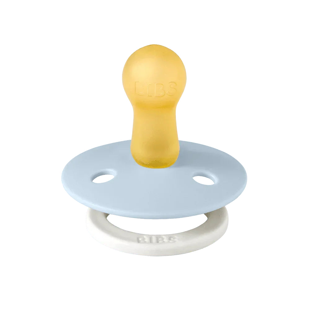 BIBS Colour Glow in the Dark Pacifier (Pack of 2) – Latex Size 1 Iron/Baby Blue 0m+