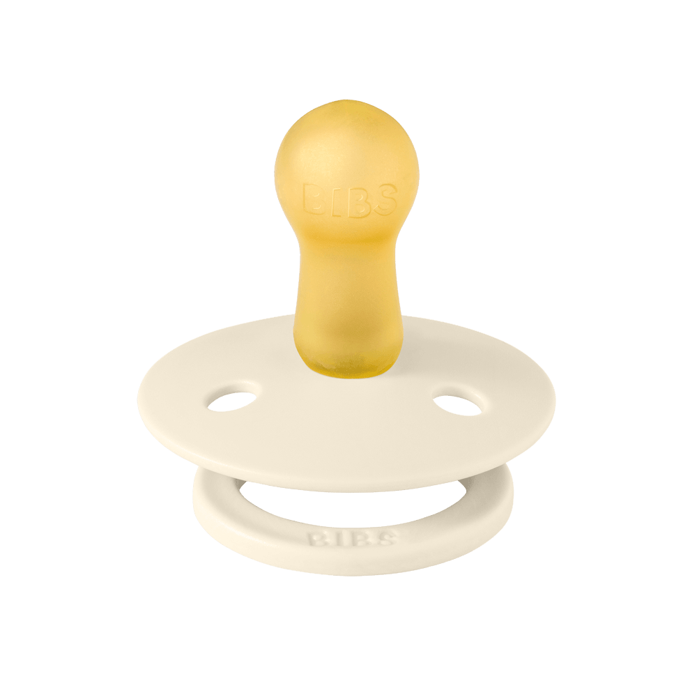 BIBS Studio Color Block Pacifier Round Latex - Size 1 - Ivory/Dusty Blue