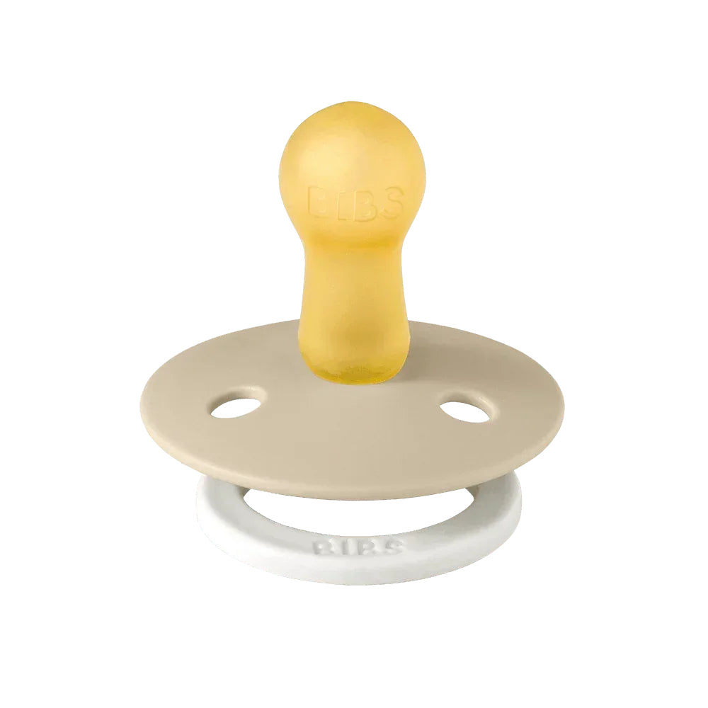 BIBS Colour Glow in the Dark Pacifier Pack of 2 – Latex Size 1 Vanilla Glow/Dark Oak Glow