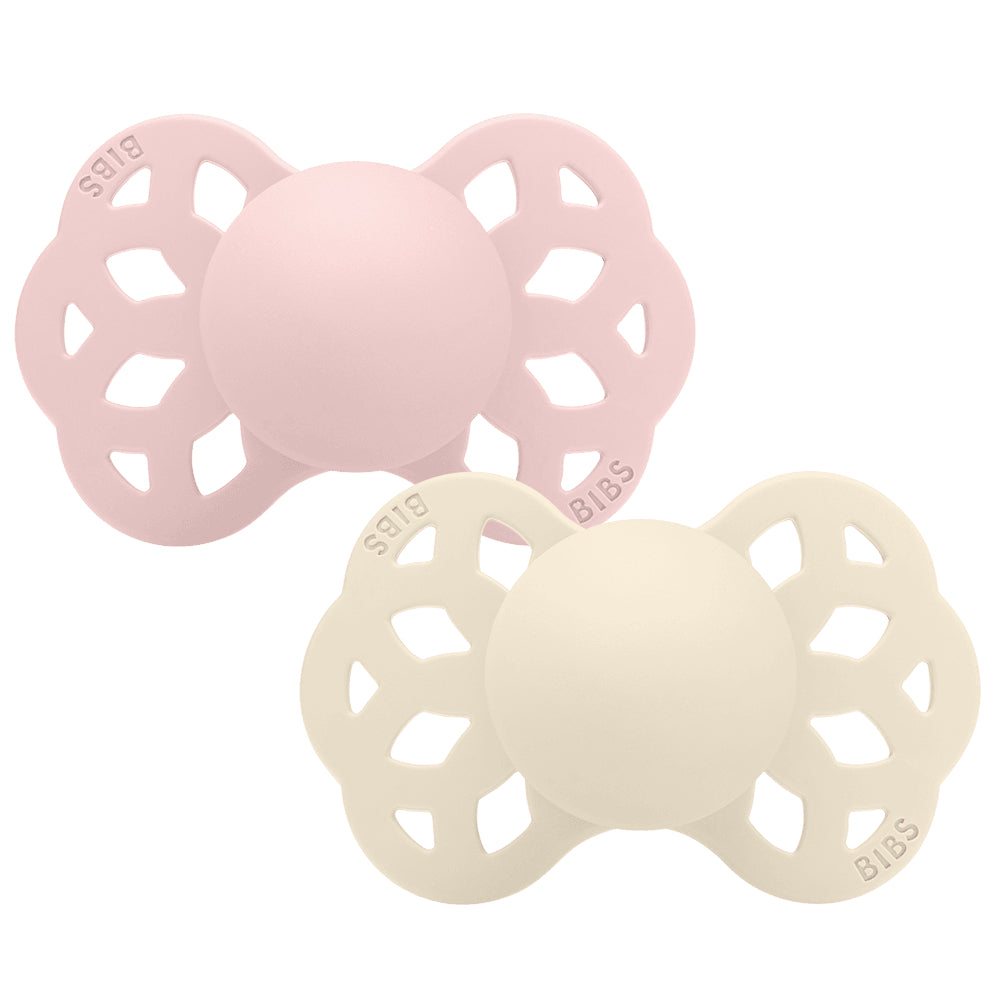 BIBS Infinity Pacifier Pack of 2 – Anatomical Silicone Size 1 Ivory/Blush