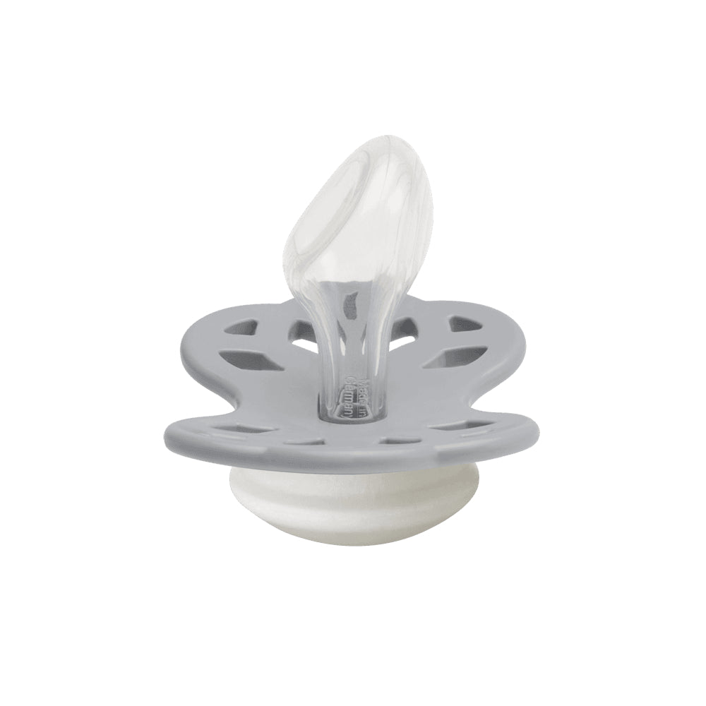 BIBS Glow in the Dark Infinity Pacifier Pack of 2 – Anatomical Silicone Size 1 Sage Glow/Cloud Glow