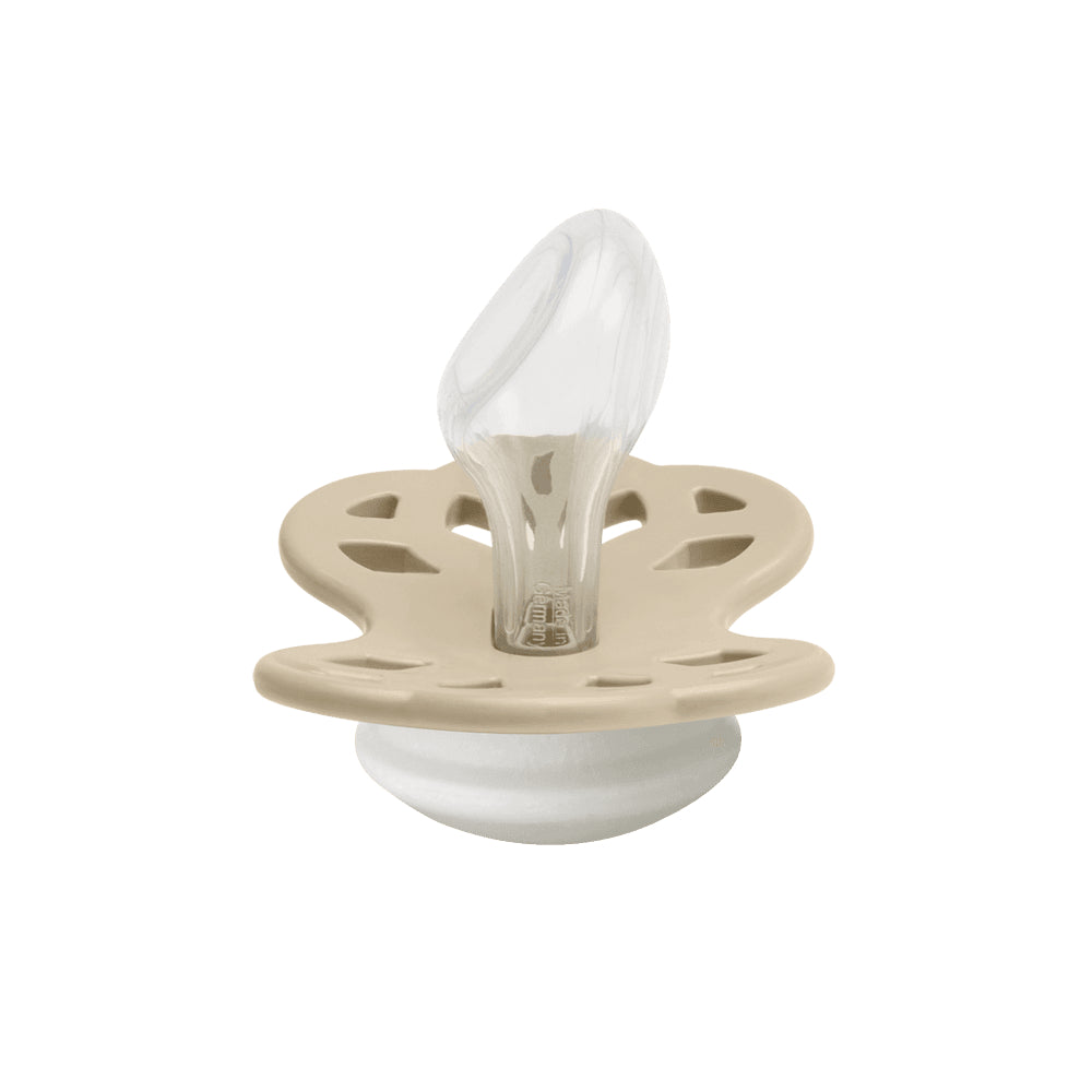 BIBS Glow in the Dark Infinity Pacifier Pack of 2 – Anatomical Silicone Size 1 Vanilla Glow/Blush Glow