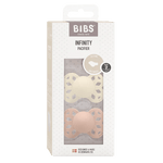 BIBS Infinity Pacifier Anatomical Teat 6-18 months Ivory & Blush Pack of 2 - Ourkids - BIBS