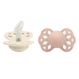 BIBS Infinity Pacifier Anatomical Teat 6-18 months Ivory & Blush Pack of 2 - Ourkids - BIBS