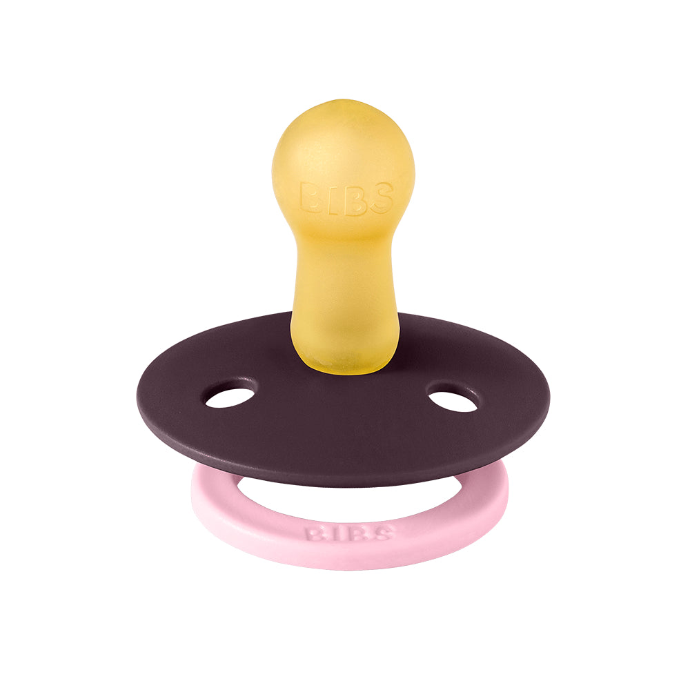 BIBS Colour Natural Rubber Pacifier Pack of 2 – Fusion Latex Size 1 Dusky Lilac/Plum Mix