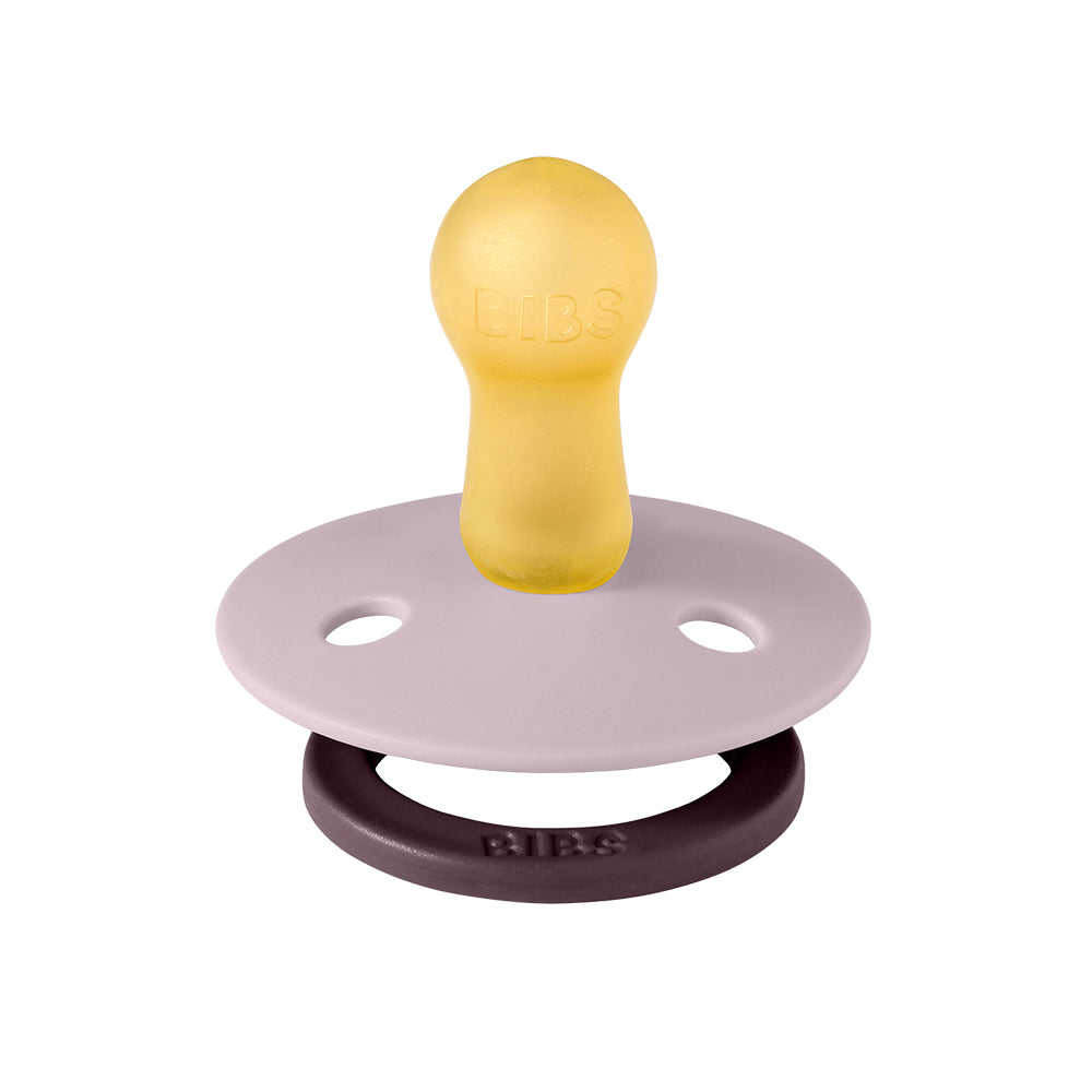 BIBS Colour Natural Rubber Pacifier Pack of 2 – Fusion Latex Size 1 Dusky Lilac/Plum Mix