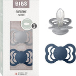 BIBS Supreme Cloud & Steel Blue Silicone - Size 2 (Pack Of 2) - Ourkids - BIBS