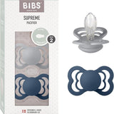 BIBS Supreme Cloud & Steel Blue Silicone - Size 2 (Pack Of 2) - Ourkids - BIBS