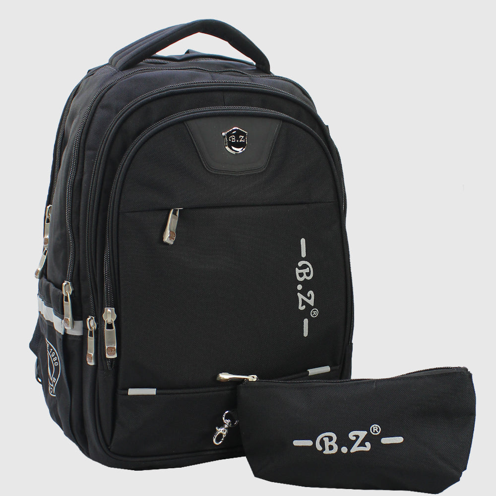 Black 18 Inches Backpack + Pencil Case - Ourkids - B.Z.