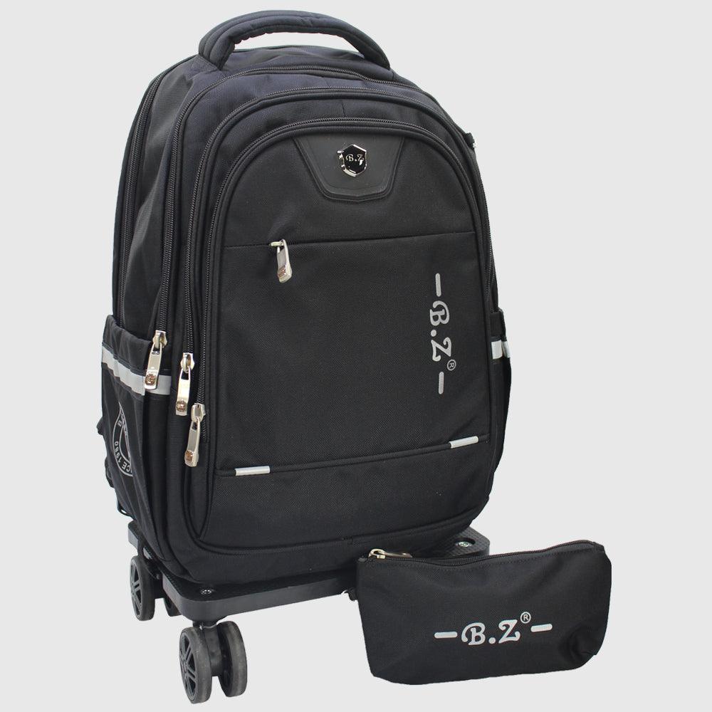 Black 18 Inches Trolley Backpack + Pencil Case - Ourkids - B.Z.