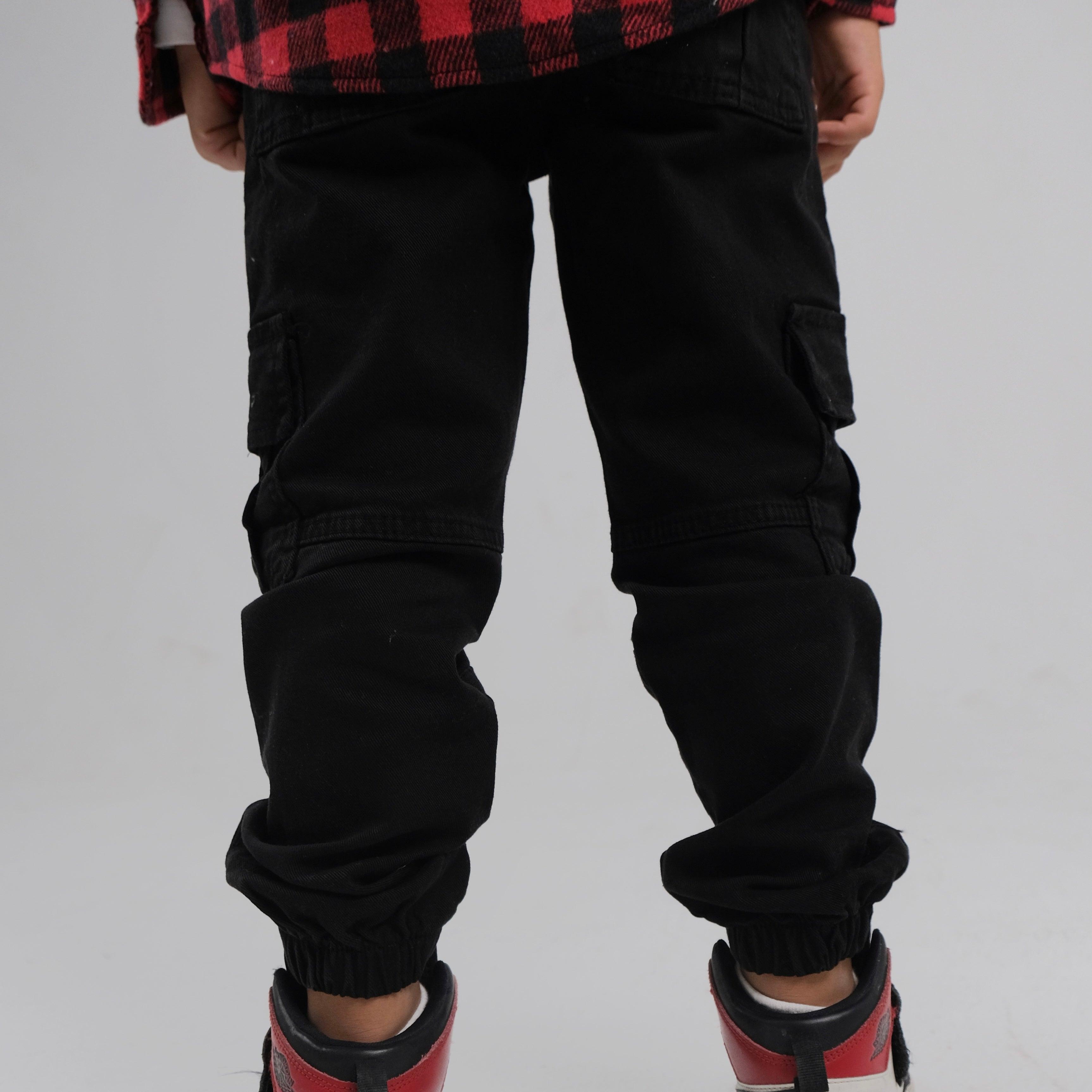 Black Cargo Pants - Ourkids - Playmore