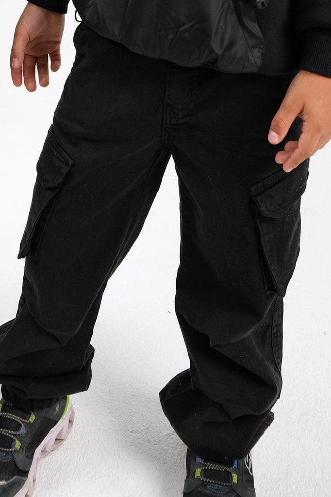 Black Cargo Parachute Pants - Ourkids - Playmore