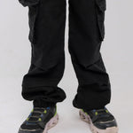 Black Cargo Parachute Pants - Ourkids - Playmore