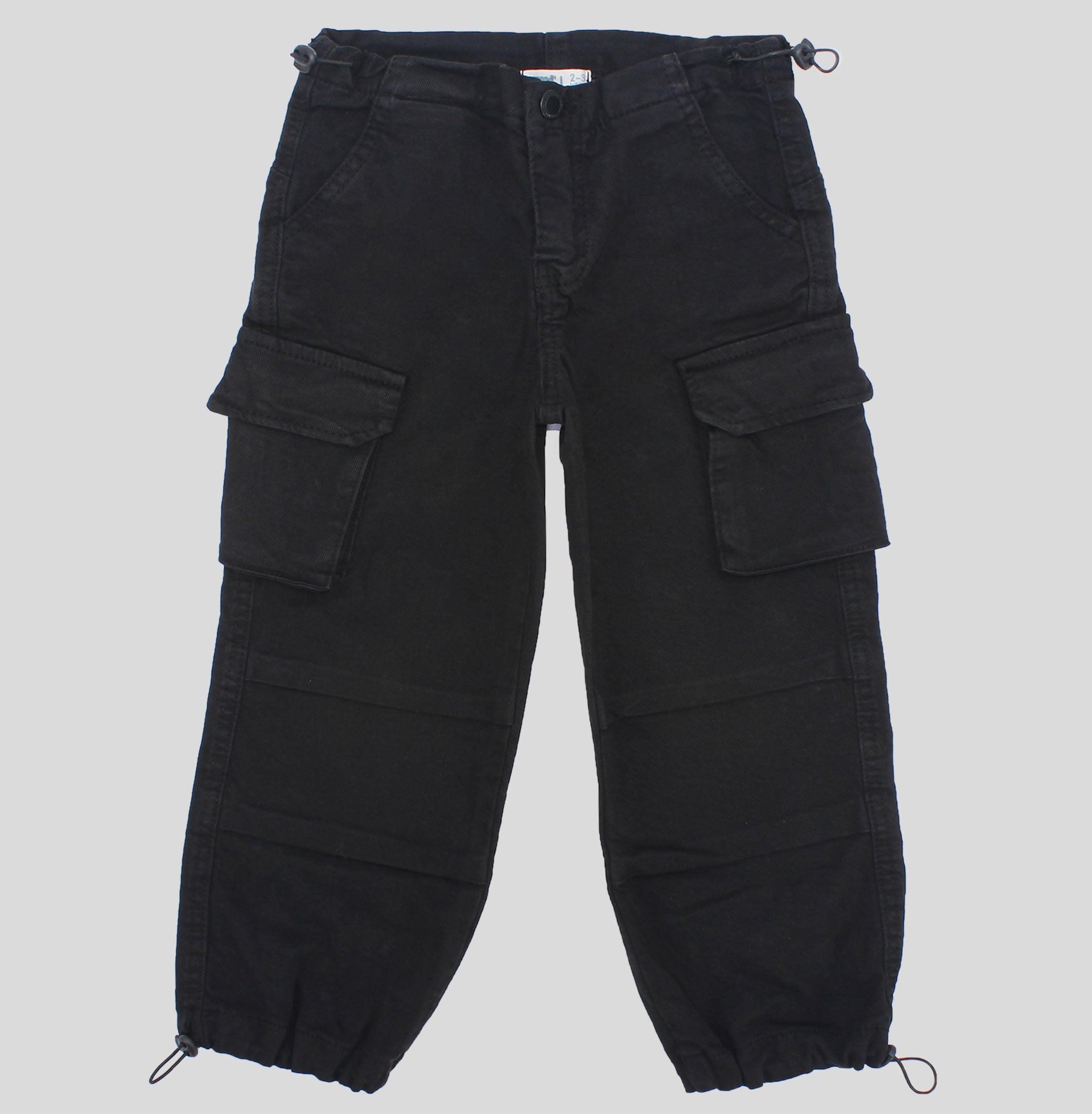 Black Cargo Parachute Pants - Ourkids - Playmore