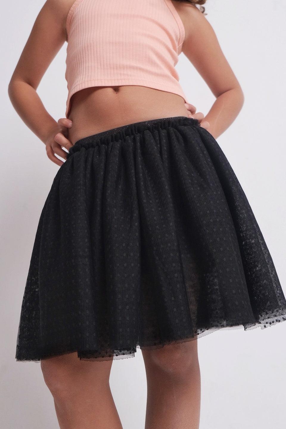 Black Dotted Ruffled Skirt - Ourkids - Playmore