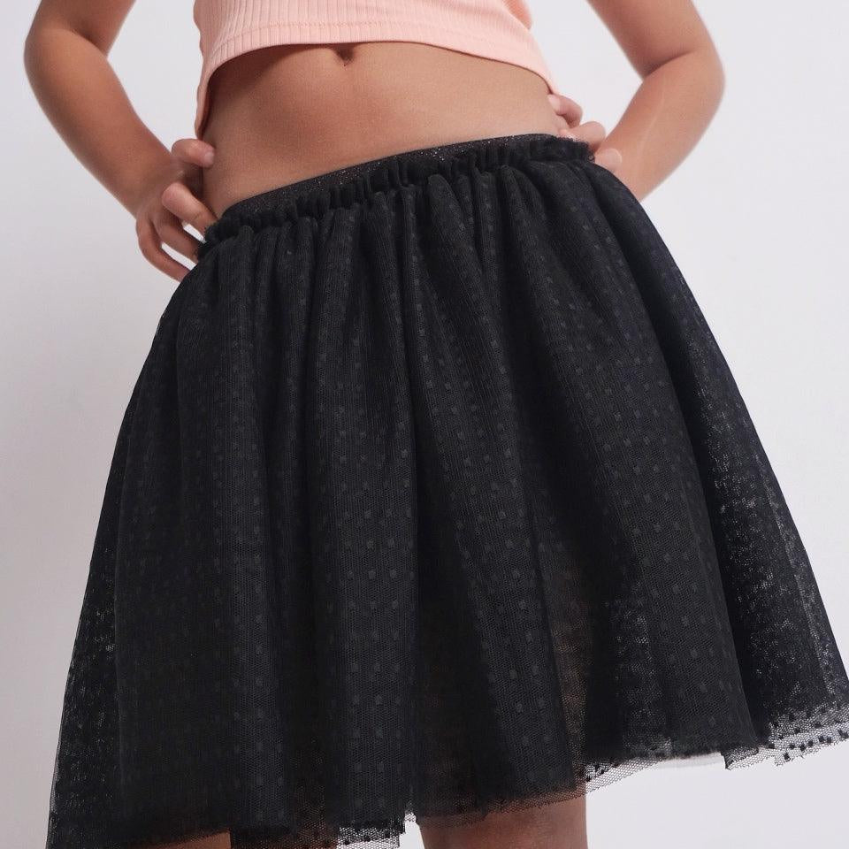 Black Dotted Ruffled Skirt - Ourkids - Playmore