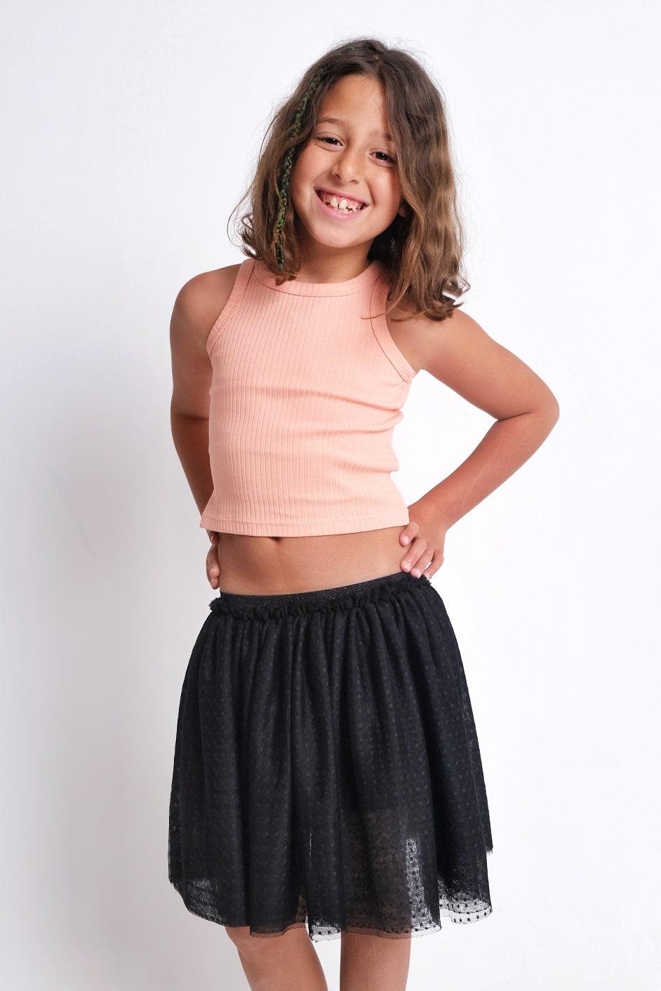 Black Dotted Ruffled Skirt - Ourkids - Playmore