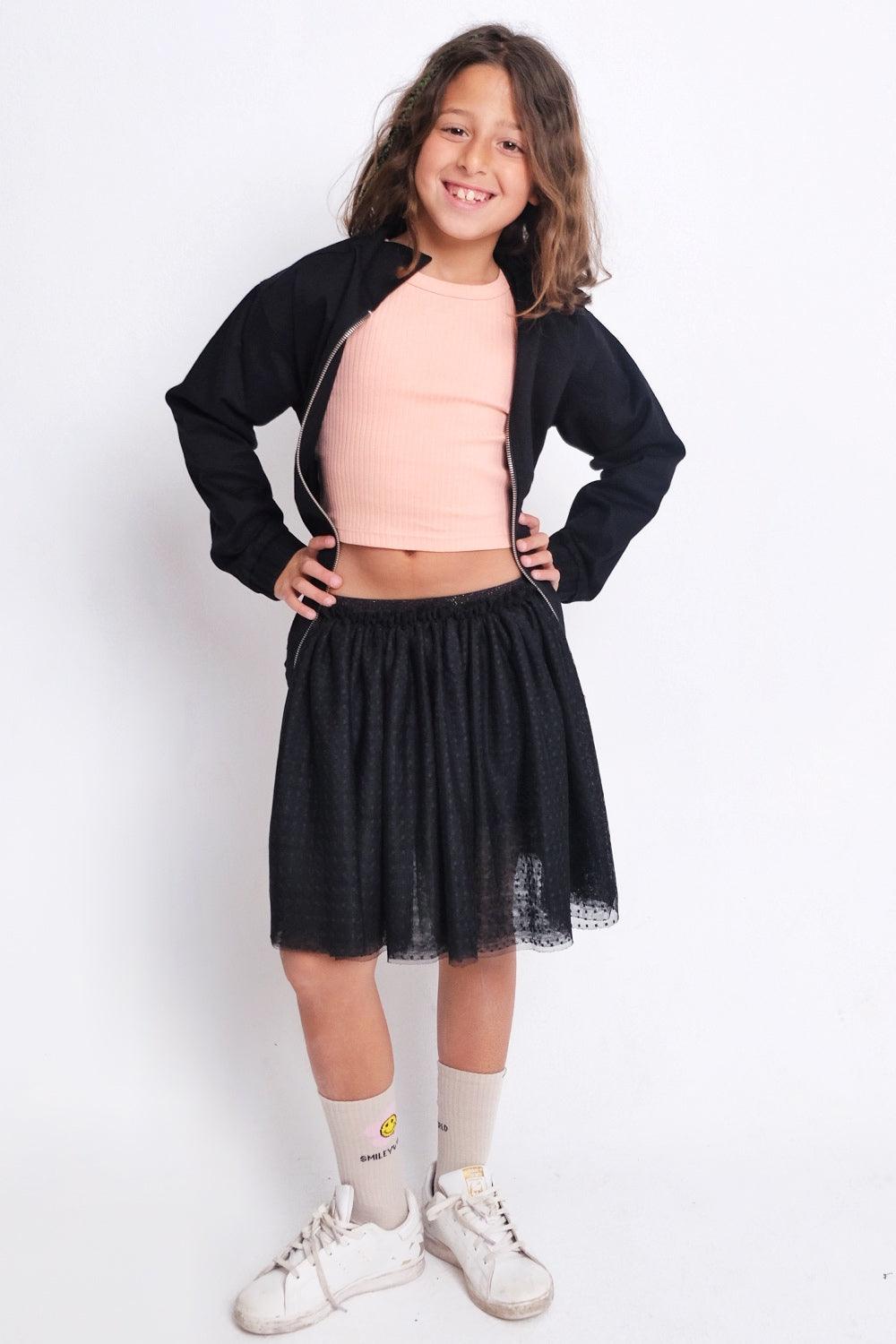 Black Dotted Ruffled Skirt - Ourkids - Playmore