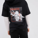 Black Long-Sleeved Hooded T-shirt - Ourkids - Playmore