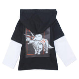 Black Long-Sleeved Hooded T-shirt - Ourkids - Playmore