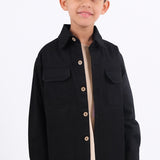 Black Long-Sleeved Overshirt - Ourkids - Playmore