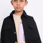 Black Long-Sleeved Overshirt - Ourkids - Playmore