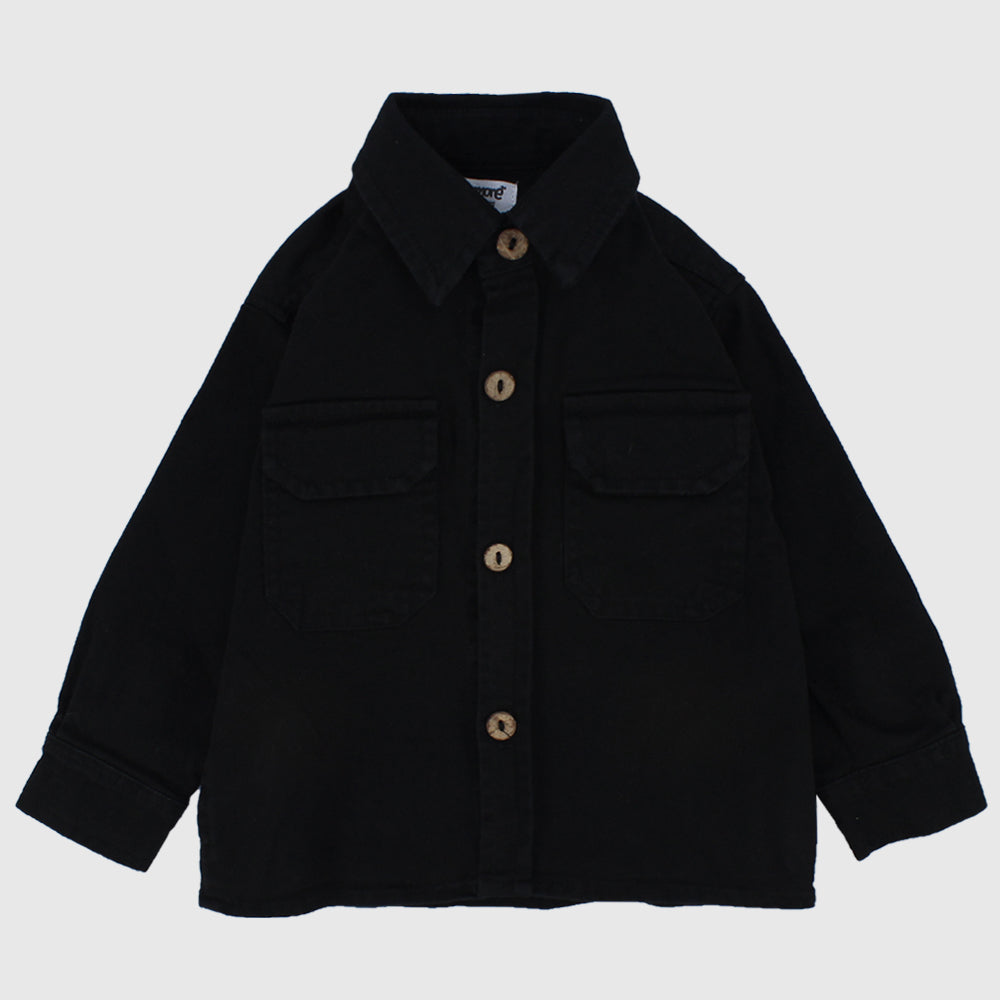 Black Long-Sleeved Overshirt - Ourkids - Playmore