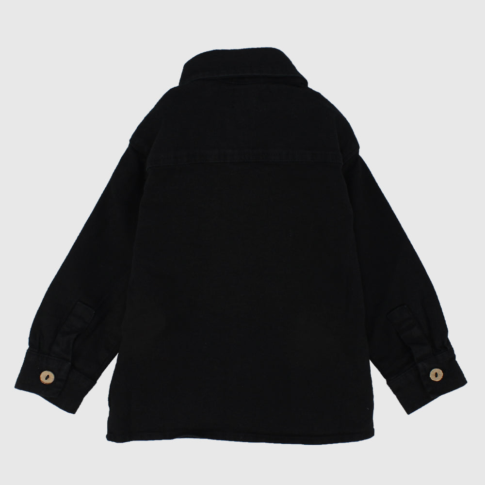 Black Long-Sleeved Overshirt - Ourkids - Playmore