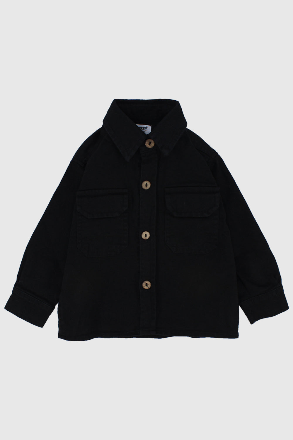 Black Long-Sleeved Overshirt - Ourkids - Playmore