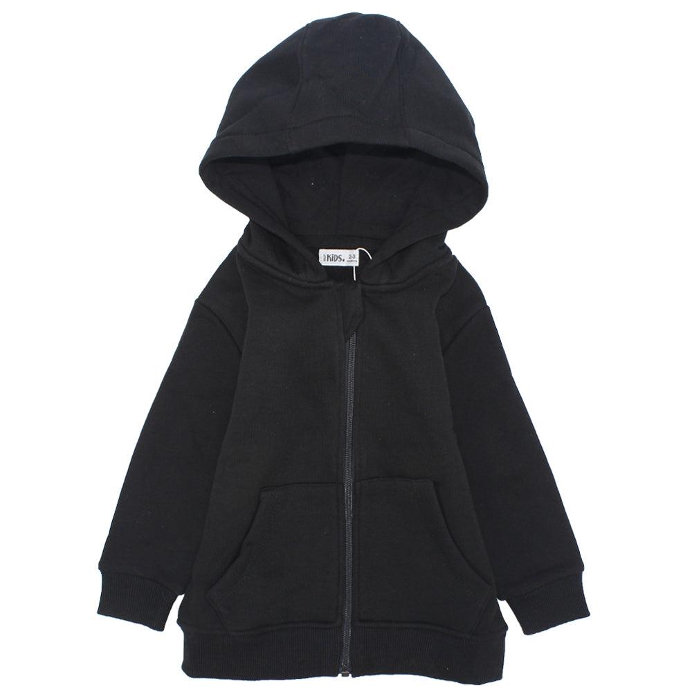Black Long-Sleeved Zip-Up Hoodie - Ourkids - Ourkids