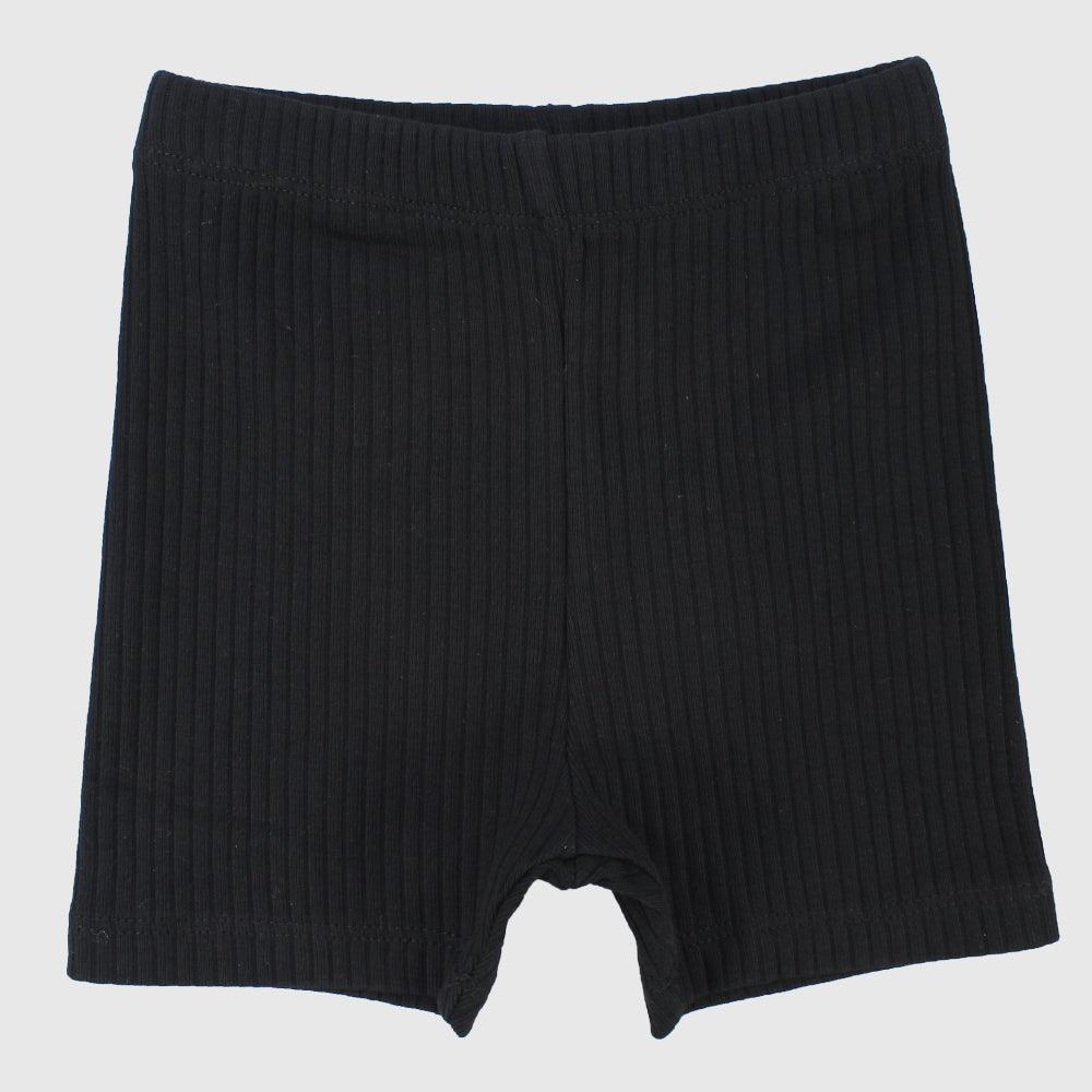 Black Ribbed Shorts - Ourkids - Playmore