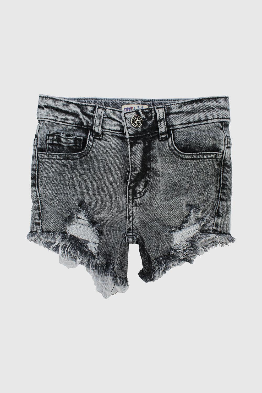 Black Ripped Jean Shorts - Ourkids - Playmore