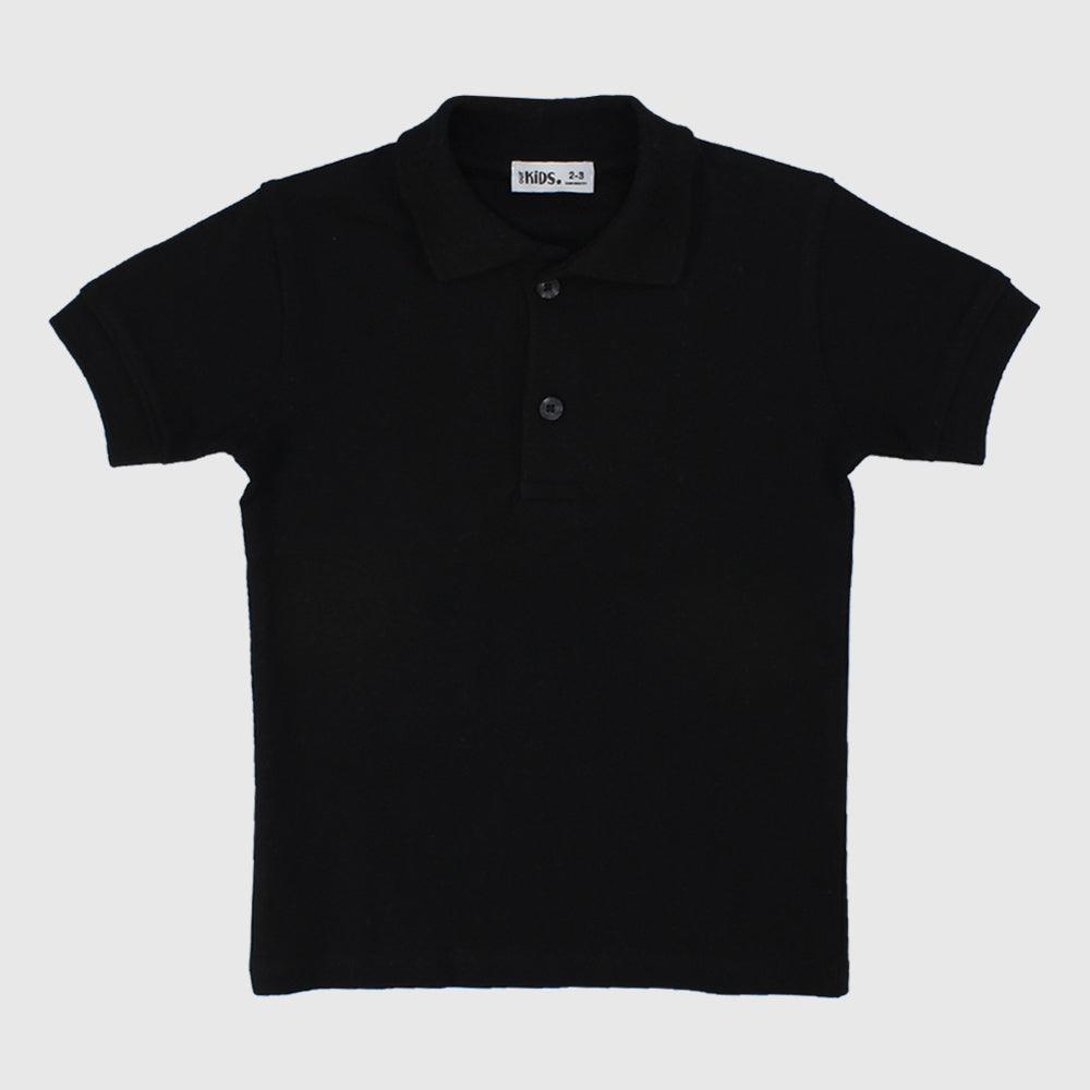 Black Short-Sleeved Polo Shirt - Ourkids - Ourkids