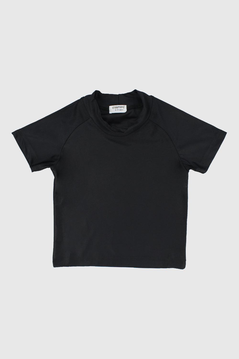 Black Short-Sleeved Rash Guard - Ourkids - Playmore