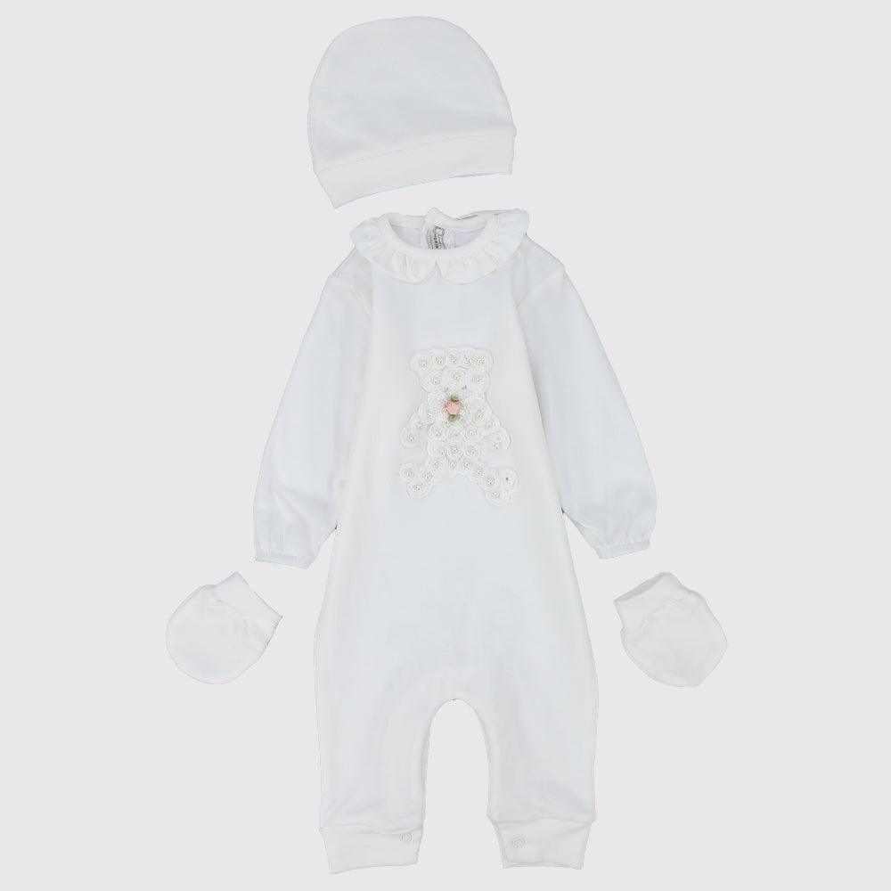 Blossom Bear Long-Sleeved Baby Footless Onesie With Cap & Gloves - Ourkids - Berceau